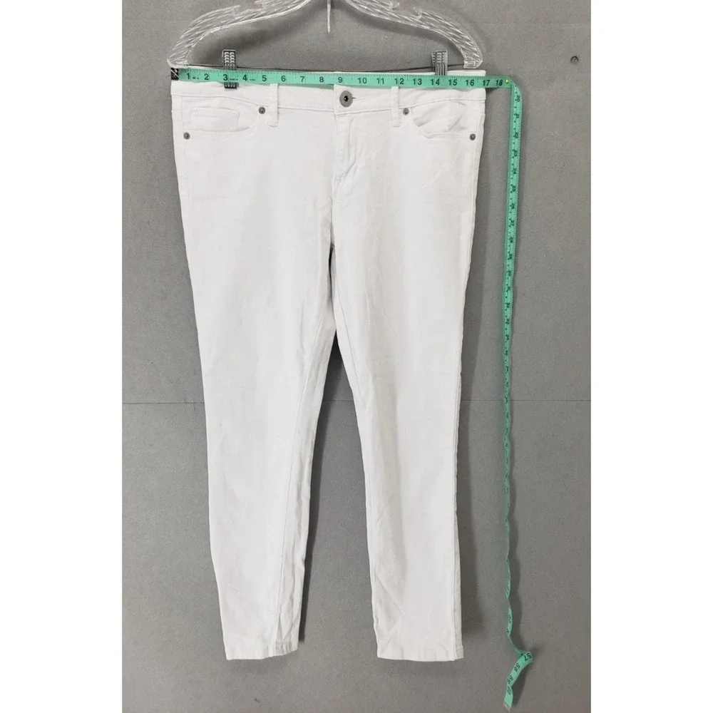 GUESS Women Jeans 29 White Cotton‎ Mid Rise Straight Skinny Fit Denim Trousers